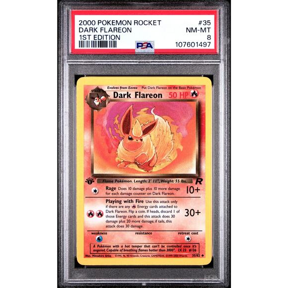 Pokemon | Other | Psa 8 Nmmint Dark Flareon St Edition 3582 Pokemon 200  Team Rocket Cgcbgs | Poshmark